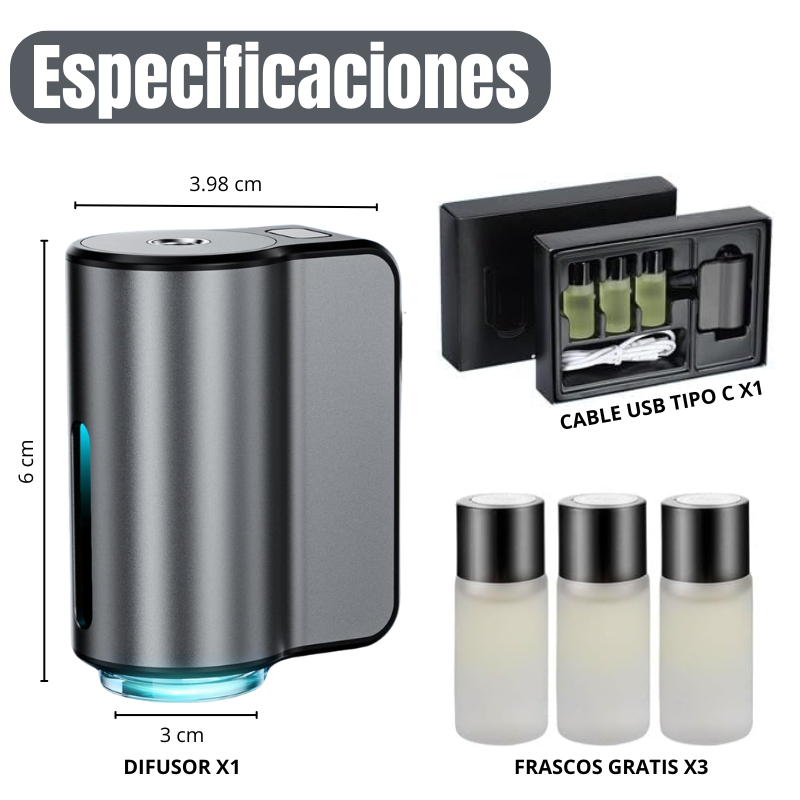 PureRide® Difusor de Auto Inteligente + 3 Fragancias Gratis